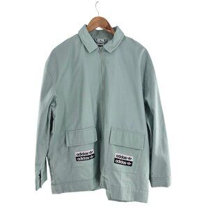 Adidas Green‎ Tint Zip Up Collared Jacket Utility Pockets Streetwear Mint Medium